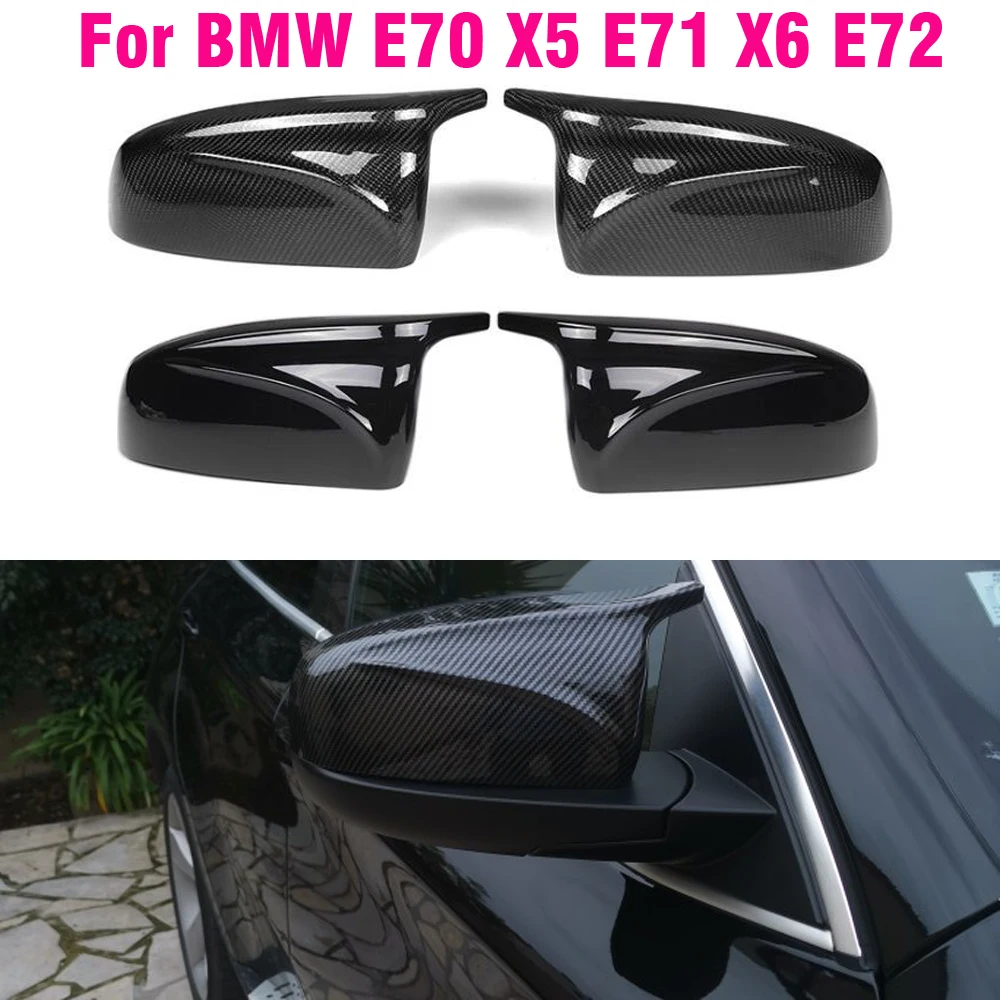 Black Carbon Fiber/ABS Car Side Door Rearview Mirror Cover Cap For BMW E70 X5 E71 X6 E72 Style Parts Styling