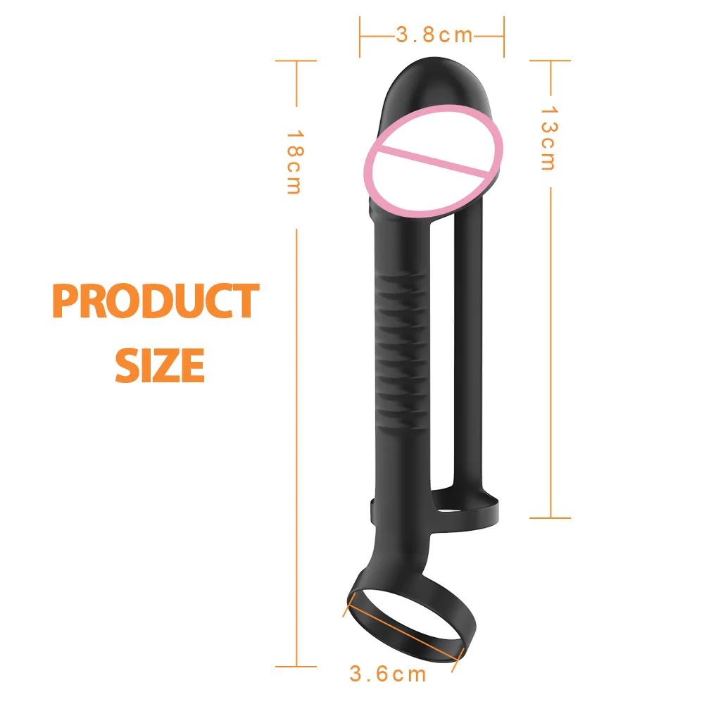 Stropon Dildo Enlargement Delayed Ejaculation Penis Enlargement Reusable Cock Ring Sex Toys For Men Silicone Penis Sleeve