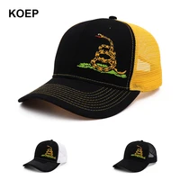 KOEP nuevo tipo Don't Tread On Me gorra de serpiente para mujeres hombres negro blanco gorra de béisbol de verano malla Snapback sombreros de papá