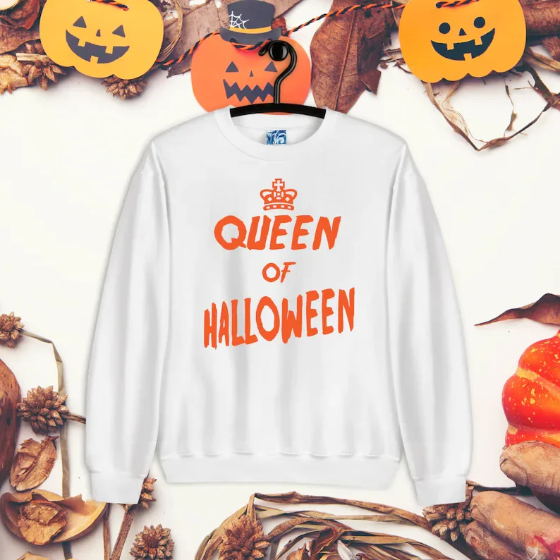 

Queen Of Halloween Sweatshirt Party Jumper, Fall Sweater, Halloween Costume Idea Outfit 100%cotton Fashion Casual Drop Shipping