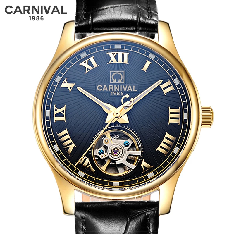 Carnival Men Watches Automatic Mechanical Wrist Watch Top Brand Luxury Hollow Watch Sapphire Glass Clock Relogio Masculino 4660