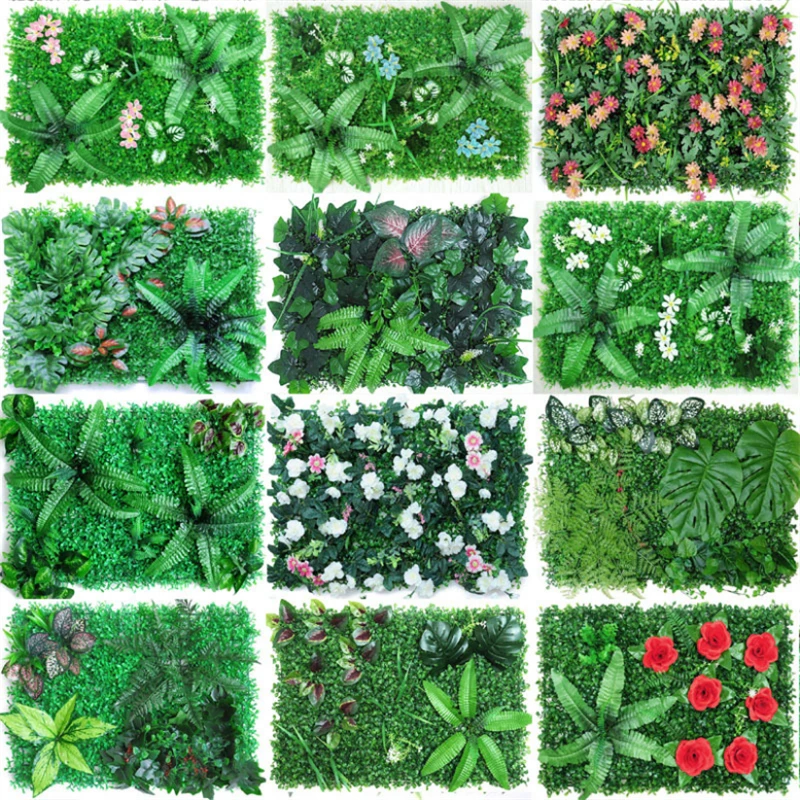 

Green Artificial Plants Wall Panel DIY Background Decoration Simulation Grass Leaf Office Outdoor Garden Decor Flower Wall