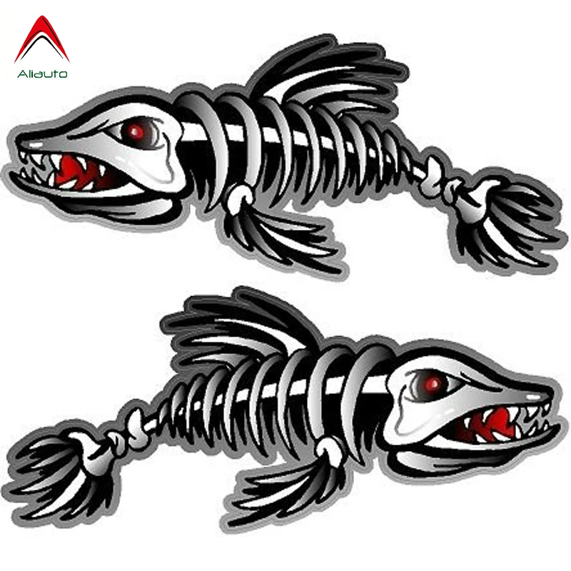 Aliauto 2 X Reflective Car Stickers Zombie Fishing Art Series Motorcycle Parts Waterproof Accessories PVC Decal,17cm*7cm