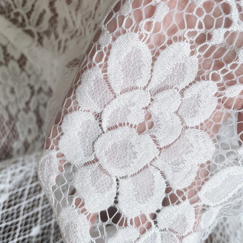 Dicker, weicher Spitzenstoff für Hochzeitskleider, Wimpern-Druckgarn, geometrische Blumendekoration, Accessoires, neuer Stil, RS3771 – Detail 3