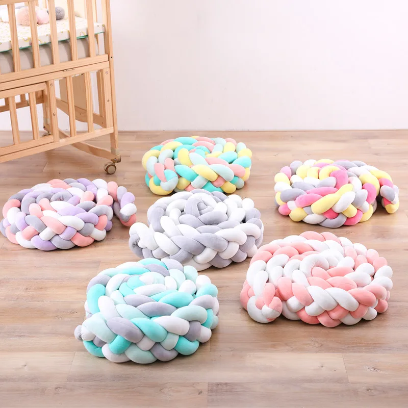 2019 New 4-FL 3M Multiple Colors Long Knot DIY Preparation Pillow Baby Bed Anti-collision Bed Fence Baby Room Decor Bed Bumper