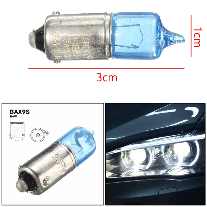 Bombillas laterales de xenón para coche, lámpara de señal de giro, fuente de luz DC12V, superblanca, 5000K, 4x6W, BAX9S, H6W