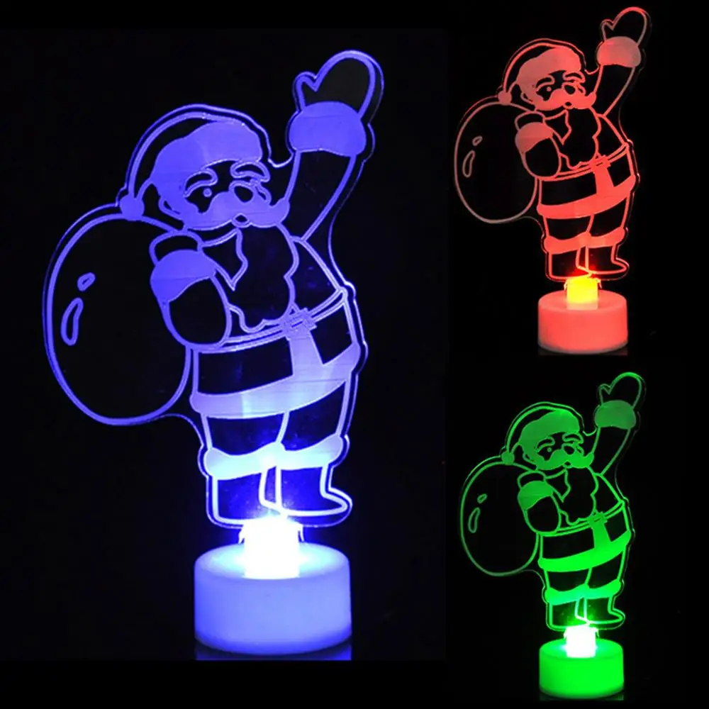 Creative Acrylic Green Christmas Tree Santa Claus Shaped Colorful Night Light Snowman Xmas Gift Table Decor LED Baby Room Lamps