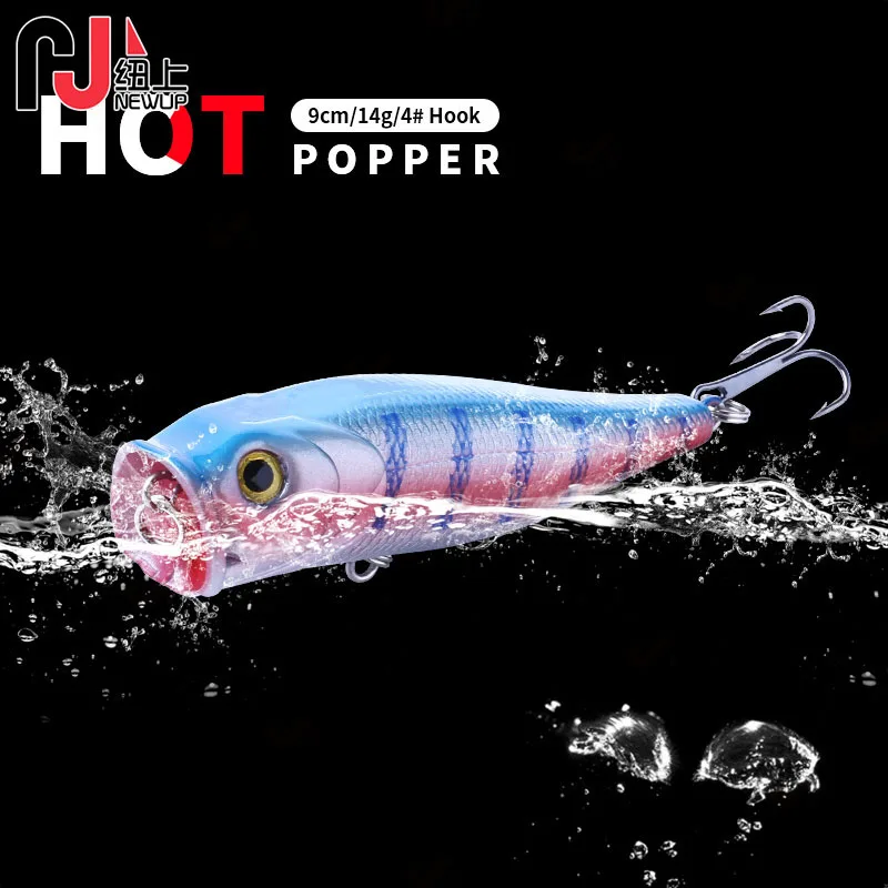 1PCS Popper Wobbler Fishing Lure 9cm/14g Japan Isca Artificial Crankbait Hard Baits Fake Fish Carp Pike Fishing Tackle