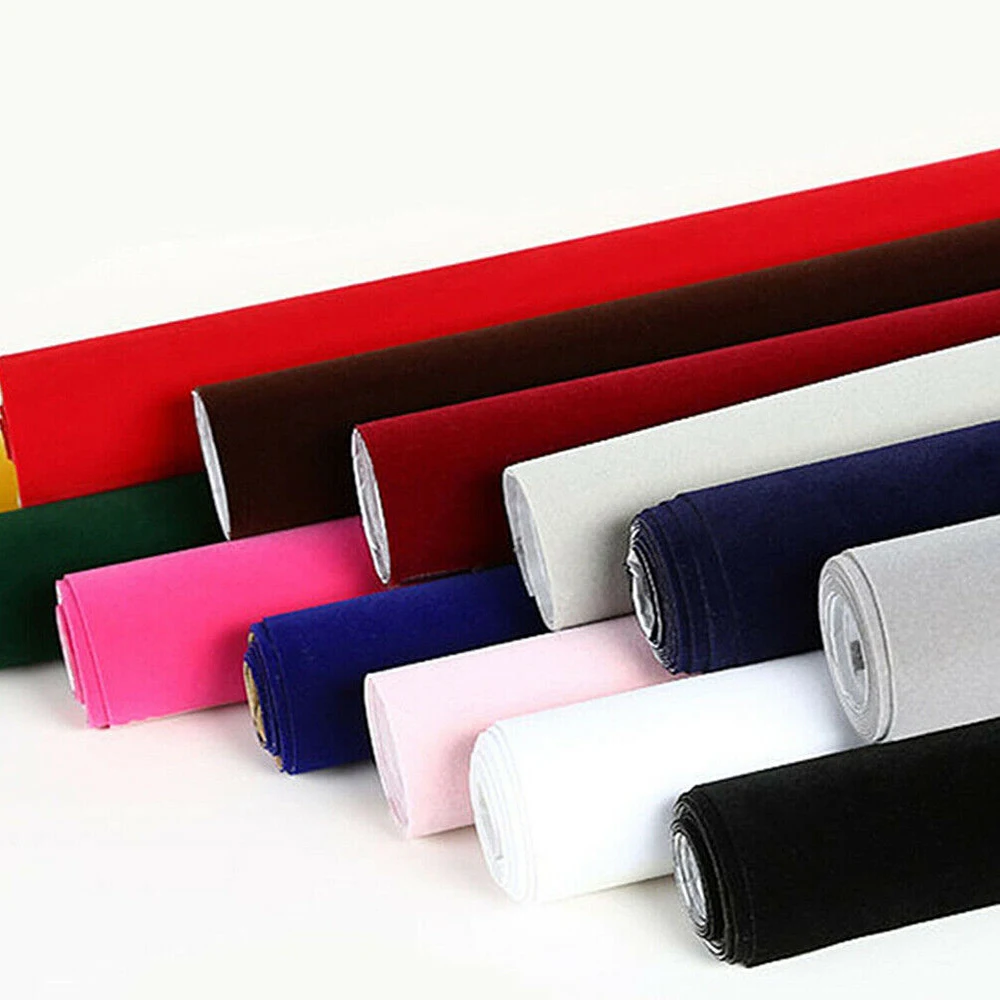 MultiColor Flocking Felt Self-adhesive Fabric DIY Jewelry Drawer Bag Decor Wallpaper Craft Roll 20*15cm/20*145cm