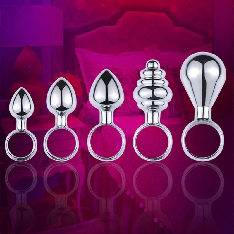 Ring Shape Anal Plug Sex Toys Metal Pull Ring Butt Plug Stainless Steel Smooth Ass Plug For Couple Sex Toys Dildo Anal Training