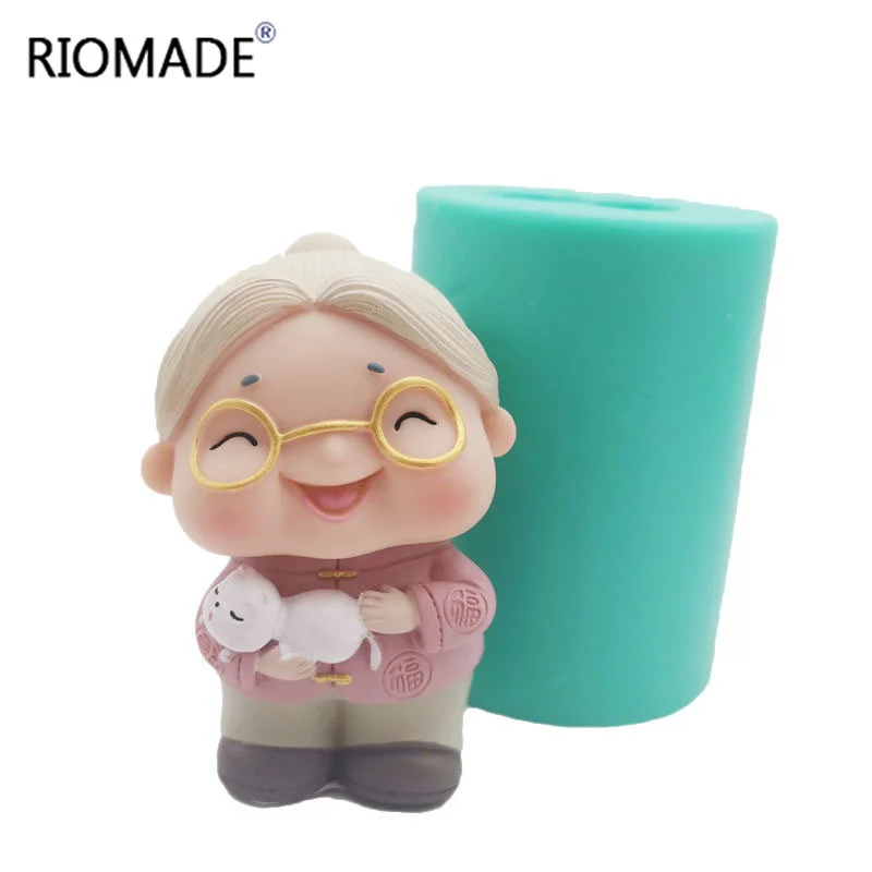 3D Grandpa Grandma Longevity Elderly Silicone Candle Molds Resin Cake Decorating Tools Plaster Epoxy Model Birthday Mould