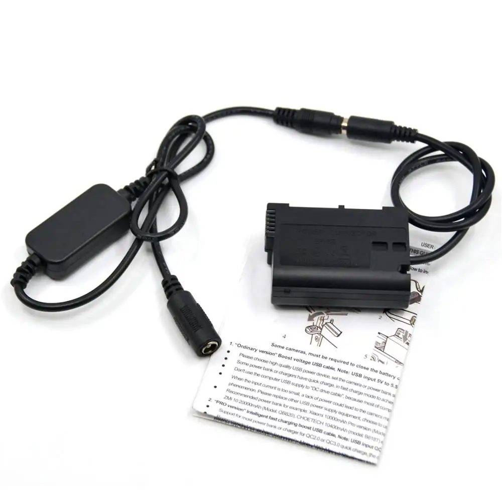12V-24V Step-Down Power Cable EH5A+EP-5B DC Coupler EN EL15 Dummy Battery for Nikon Z5 Z6 Z7 D850 D810 D800E D780 D750 D610 D600