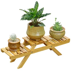 Flower Shelf Solid Wooden Floor Multi-Layer Folding Flower Stand Balcony Living Room Office Succulent Flower Pot Rack