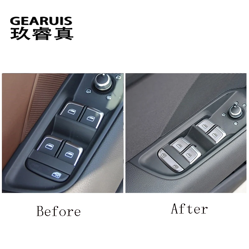 Car Styling For Audi A3 8V S3 Interior Door Window Glass Switch Buttons Frame Cover Stickers Trim panel Sequins Auto Accessories