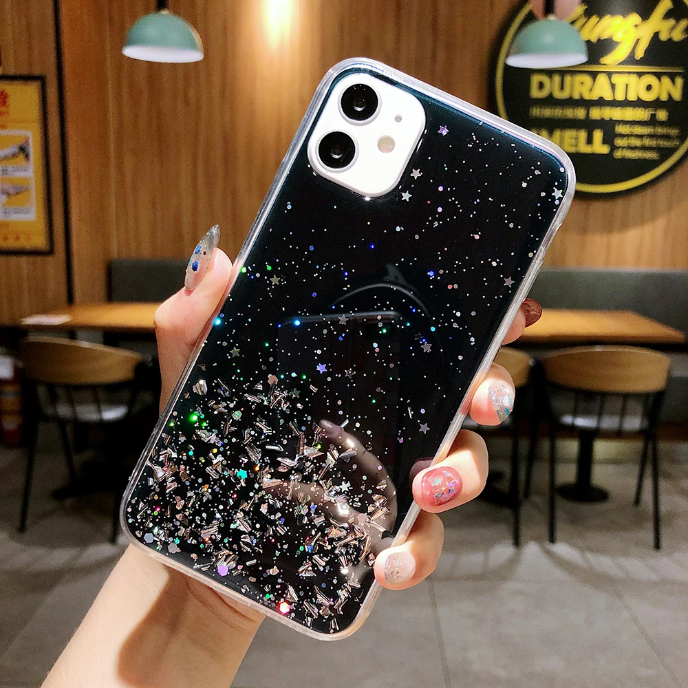 Glitter Silicone Case For Xiaomi Mi 11T Pro 10T Lite Redmi Note 11 10 Pro 4G 10s 9 9T 9A 8 POCO X3 Ultra Thin Clear Soft Cover