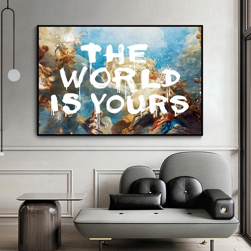 

The World Is Yours Scarface Retro Trippy PSYCHEDELIC Oil Painting Posters And Prints On Canvas Wall Art Picture For Living Room