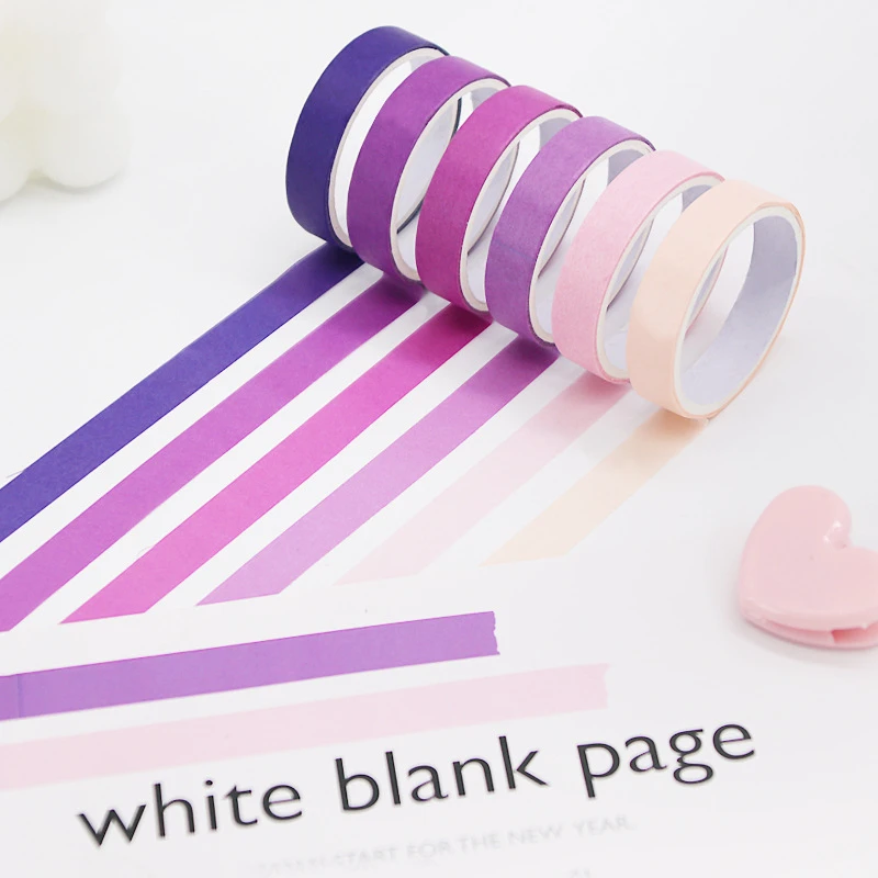 5 Pcs/Set Cute Grid Stripe Washi Tape Solid Color Masking Tape Decorative Adhesive Tape Sticker Scrapbooking Planner Stationery