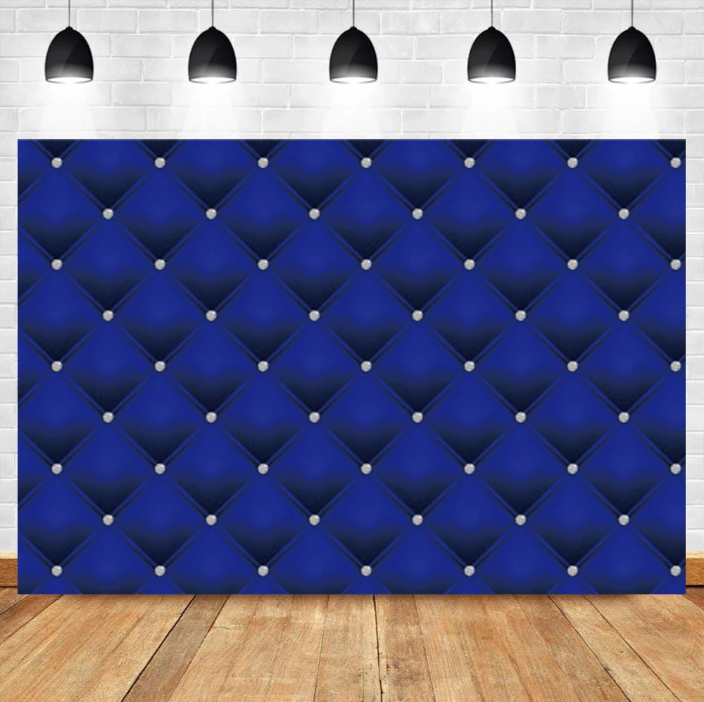 Laeacco Blue Vintage Lattice Headboard Baby Shower Birthday Photo Background Photography Backdrop For Photo Studio