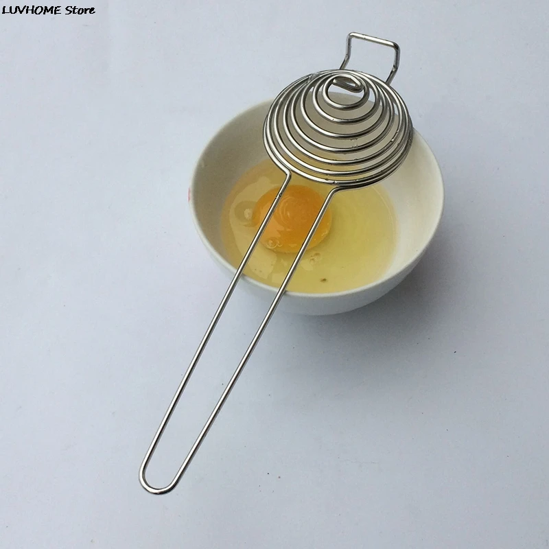 Stainless Steel Egg White Separator Spiral Egg White Separator Egg Yolk Remover Divider Long Handle Kitchen Tool