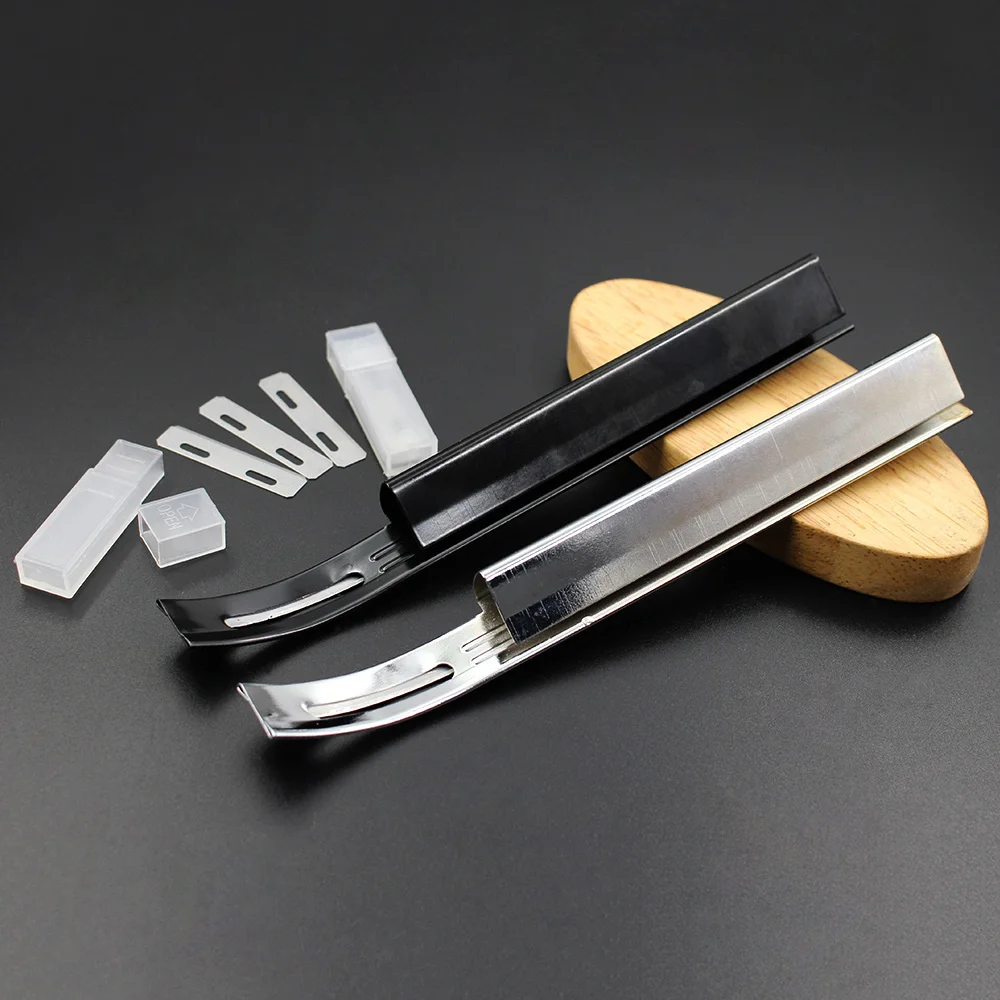 Stainless Steel Leather Skiving Knife DIY Leather Craft Safety Cutting Knife Cut off Thin Knives Groove Carving Knife