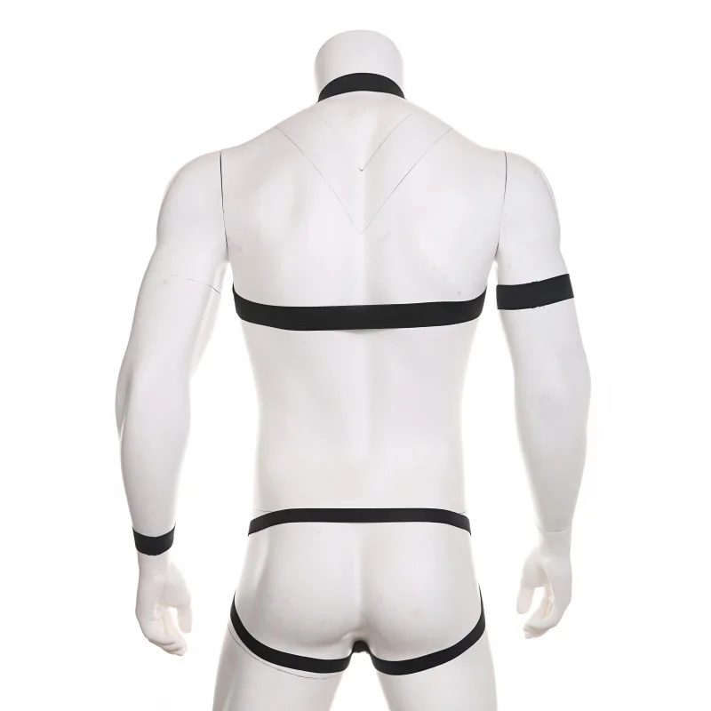 CLEVER-MENMODE seksowna męska bielizna zestaw szelki z paskiem na ramię G String Chest elastyczna opaska Jockstrap stringi Bondage Hollow Costume