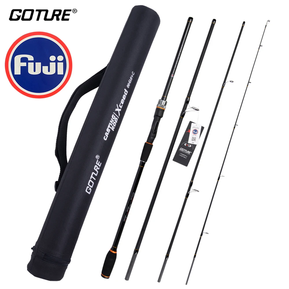 Goture Xceed II Fuji Guide Ring Portable Lure Fishing Rod Spinning Casting Rod Ultra Light High Carbon Travel Rod With Case