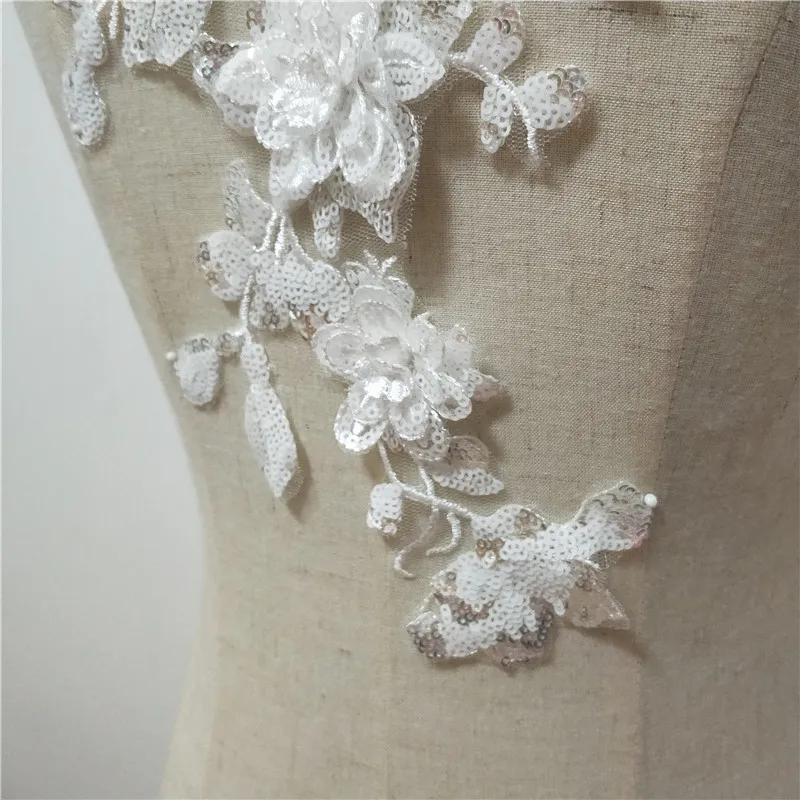 3D Flower Lace sequince big flowers  lace appliuque medallions laces motif   bridal dress lace