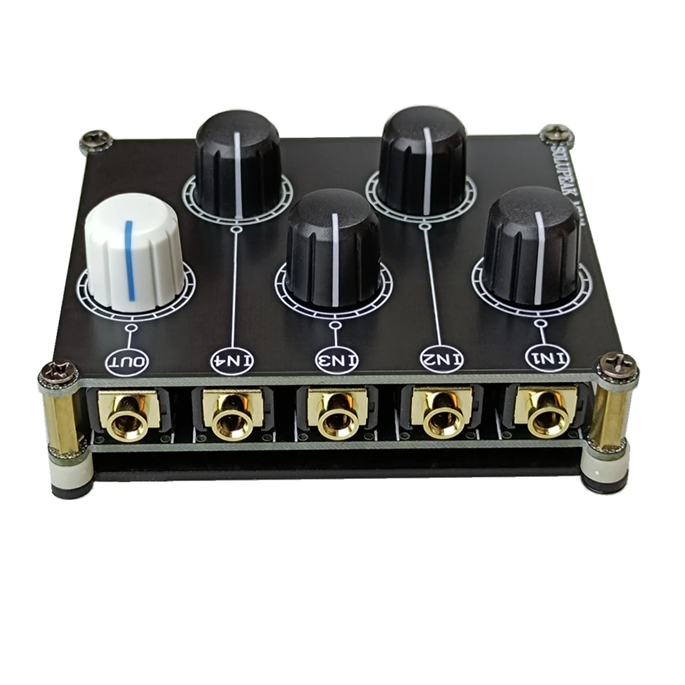 MX41 Stereo 4-in-1-out AUX Audio Mixer, Passive 3.5mm line levels control, mini 4 ways passive audio mixer