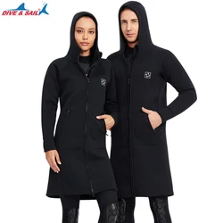 3mm Neoprene Diving Suit Long Diving Coat Jacket Sunscreen Hooded Windbreaker Wetsuit For Men And Women