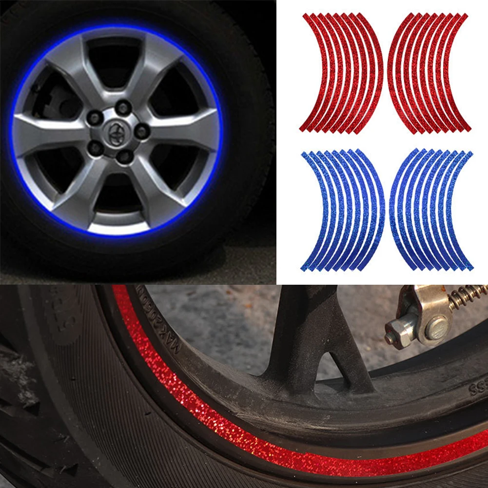 

16PCS 6 Colors Motorcycle 10" 18" Laser Spot Styling Decal Wheel Rim Reflective Sticker Dirt Bike Motorbike Tire Rim Tape Strips