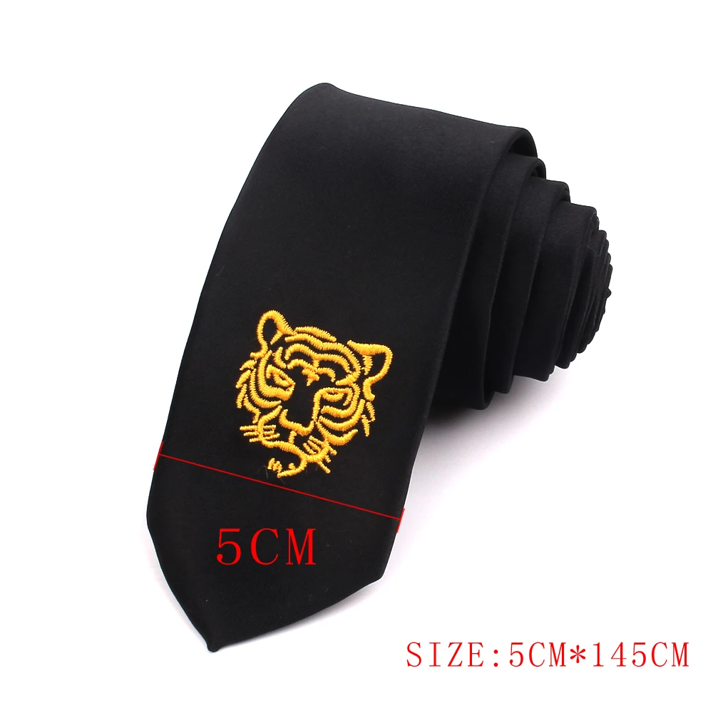 Black Skinny Ties For Men Women Embroidery Funny Necktie For Girls Boys Suits Tie For Party Casual Slim Male Necktie Gravatas