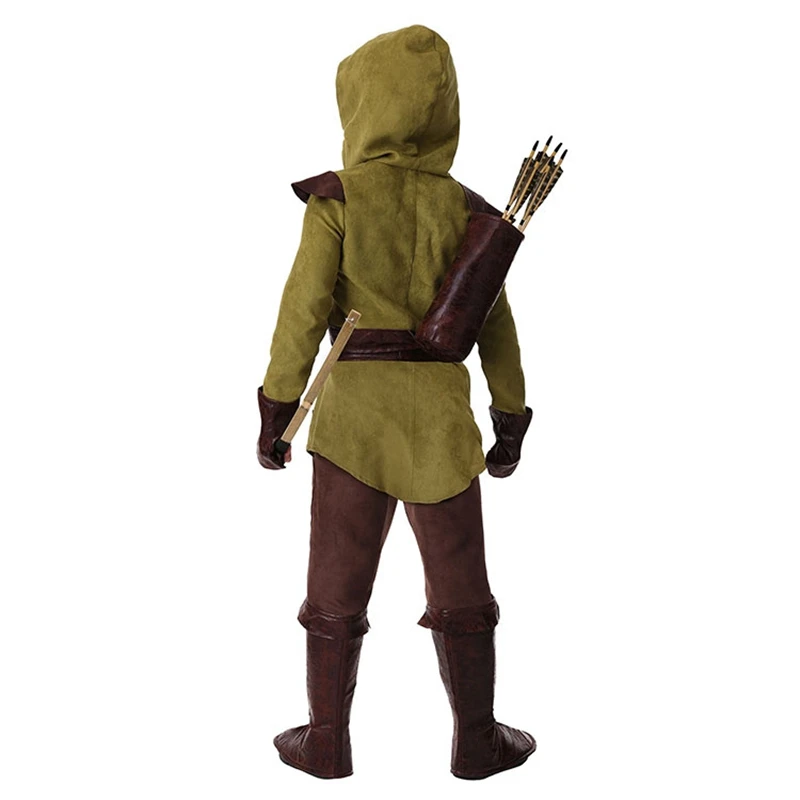 C.Hood-Costume de Prince des Voleurs pour Enfant Garçon, Robe de Barrage Vert, Tenue d'Halloween