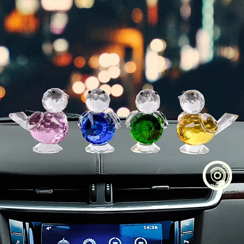 4 Color Crystal Cute Birds Figurines Ornament Glass Animal Paperweight Collection Home Table Decoration Kids Favor Gift