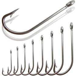 30pcs 34007 Stainless Steel Fishing Hooks White Big Extra Long Shank Fishing Hook Size 1/0 2/0 3/0 4/0 5/0 6/0 7/0 8/0 9/0 10/0