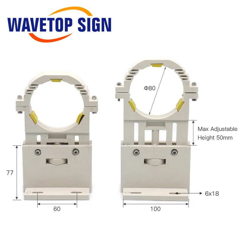 WaveTopSign Co2 حامل أنبوب الليزر دعم جبل البلاستيك المرن قطر 80 مللي متر لآلة القطع والنقش بالليزر 75-180 واط