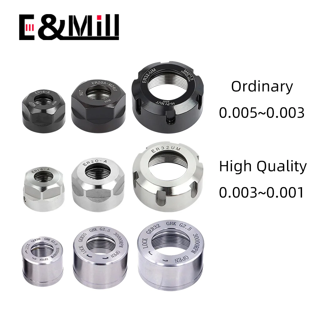 Alta Precisão er Porca Cnc Máquina de Gravura Er8 Er11 Er16 Er20 Er25 Er32 Er40 a m um Sk10 Sk16 Ger11 Ger16 Ger20 Ger25 Ger32