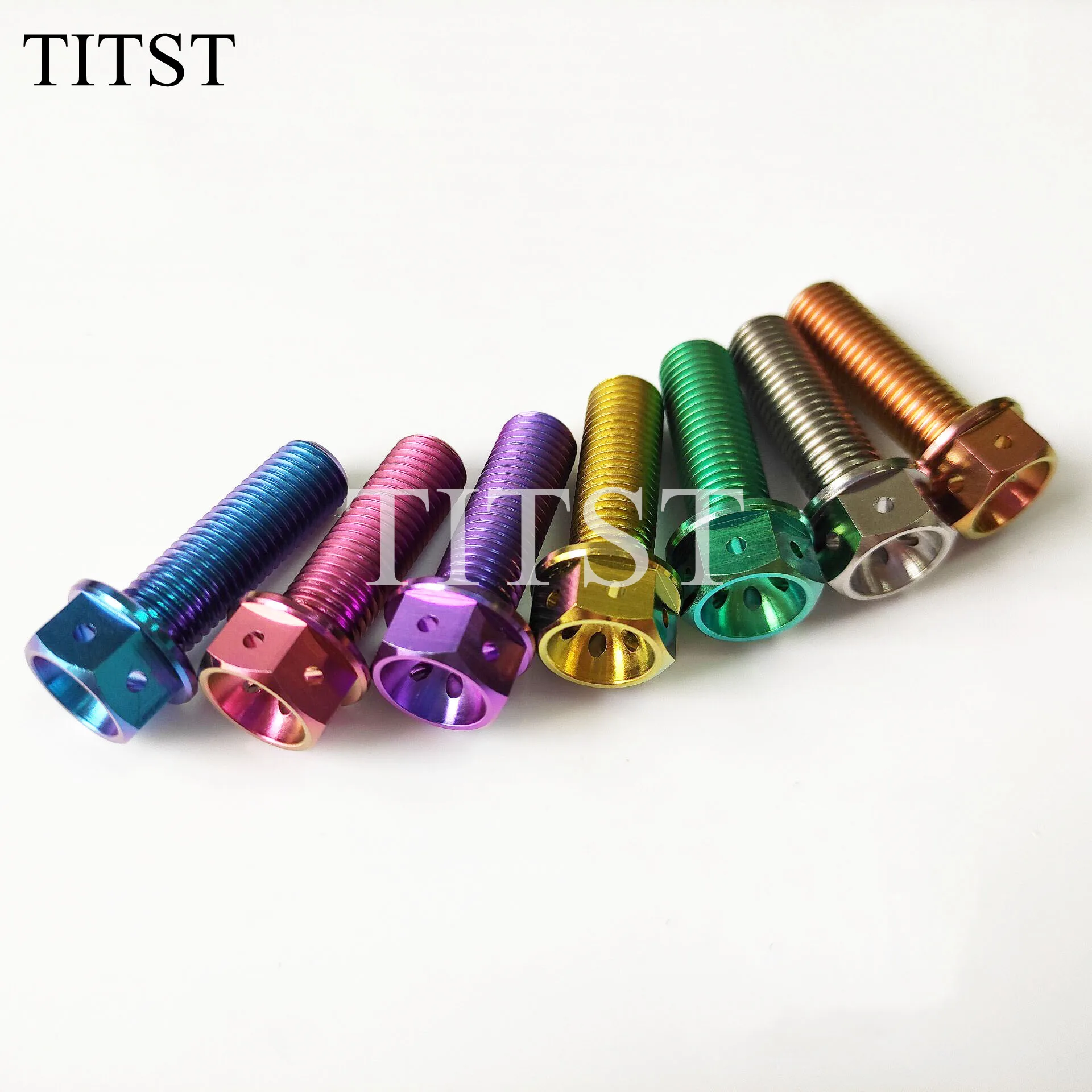 TITST M5*10/15/20/25/30/mm  titanium hex flange bolts with drilled holes  ( one lot = 2 pcs )