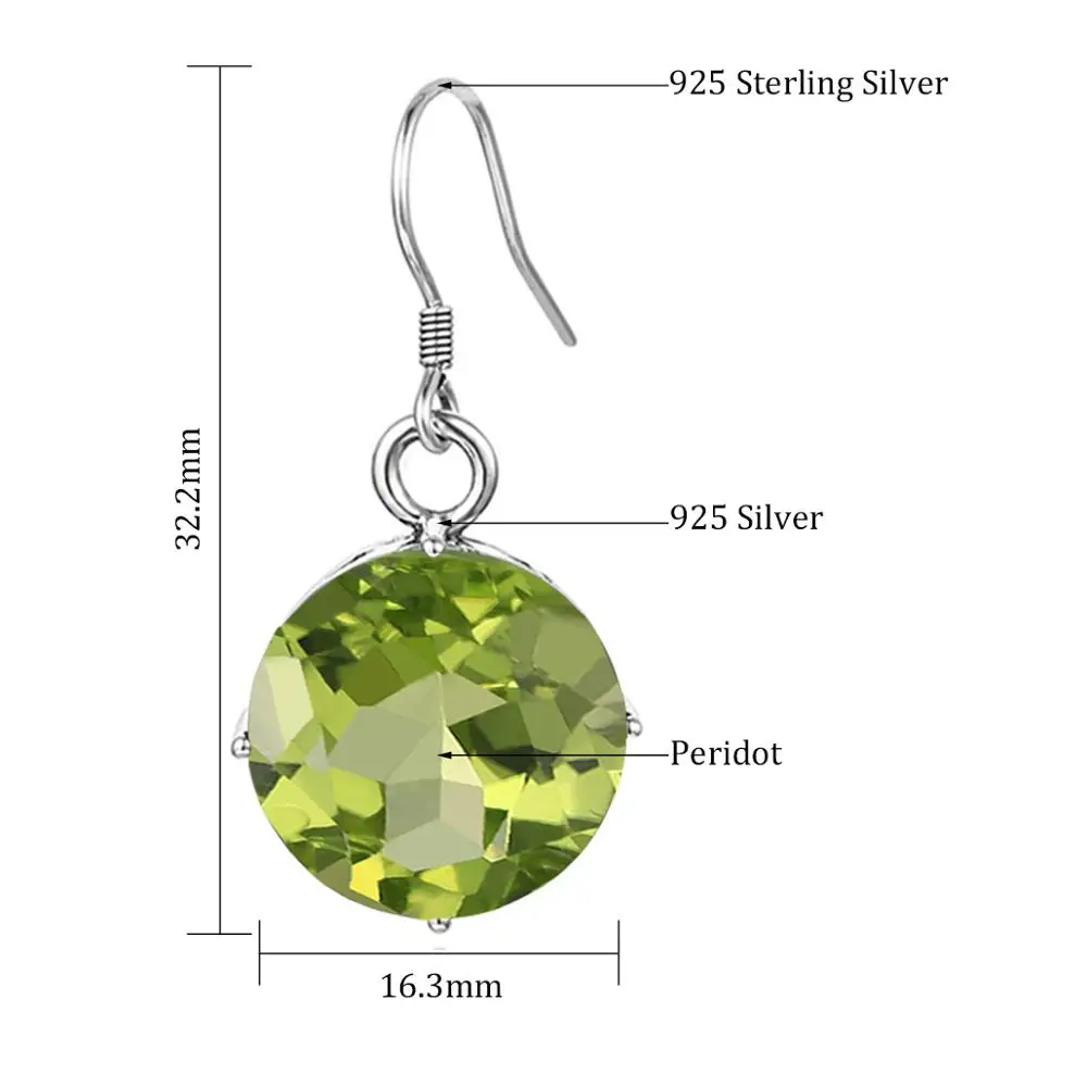 Szjinao Genuine Peridot Drop Earrings 925 Sterling Silver Earrings For Wome Earings Fashion Fine Jewellery 2020 For Best Friend