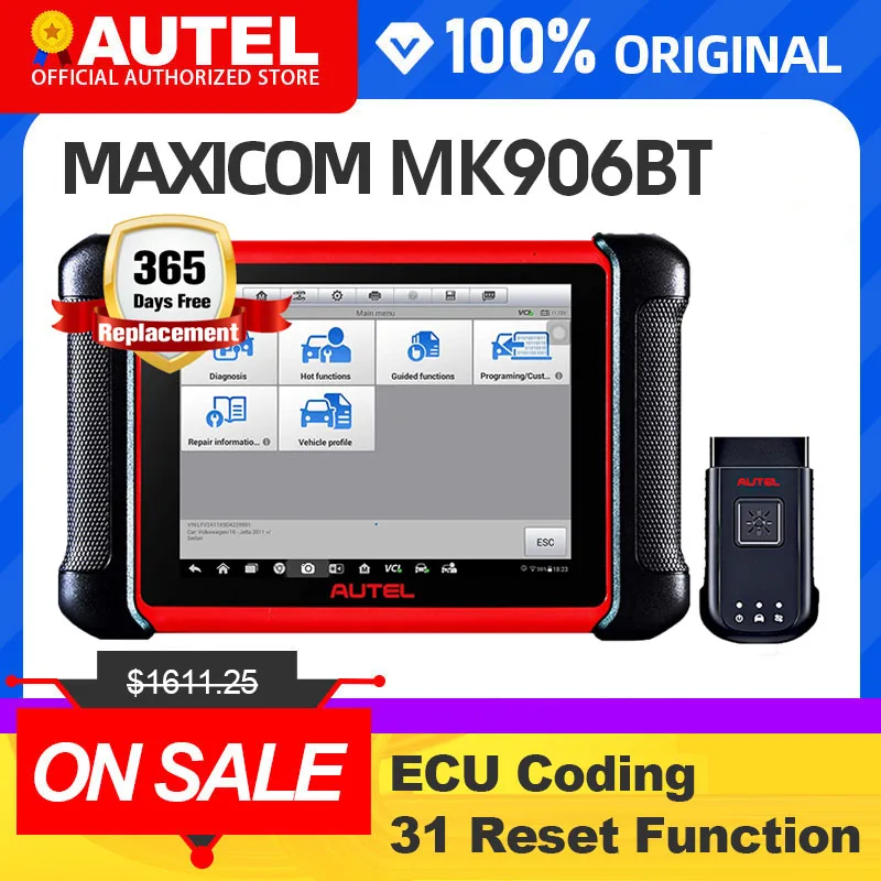 Autel MaxiCom MK906BT Diagnostic Tool Advanced OBD2 Scanner Bluetooth Wireless Automotivo Tools ECU Coding PK MS906BT MS908S