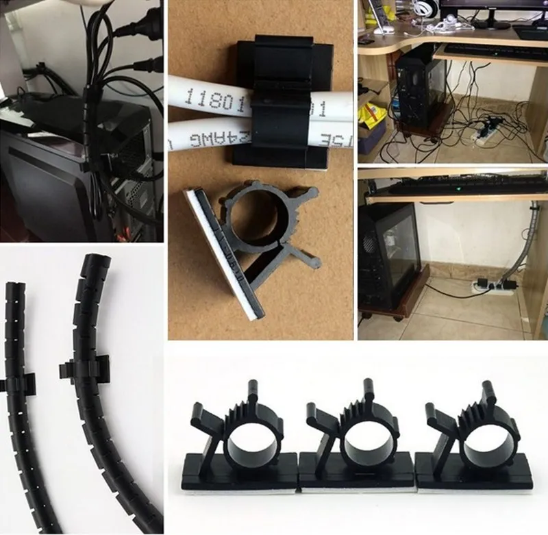10 Chiếc Tự Dán Cáp Kẹp Quản Lý Sạc Dây Nguồn Tổ Chức Giữ Dòng Cố Định Kẹp Xe PC tivi