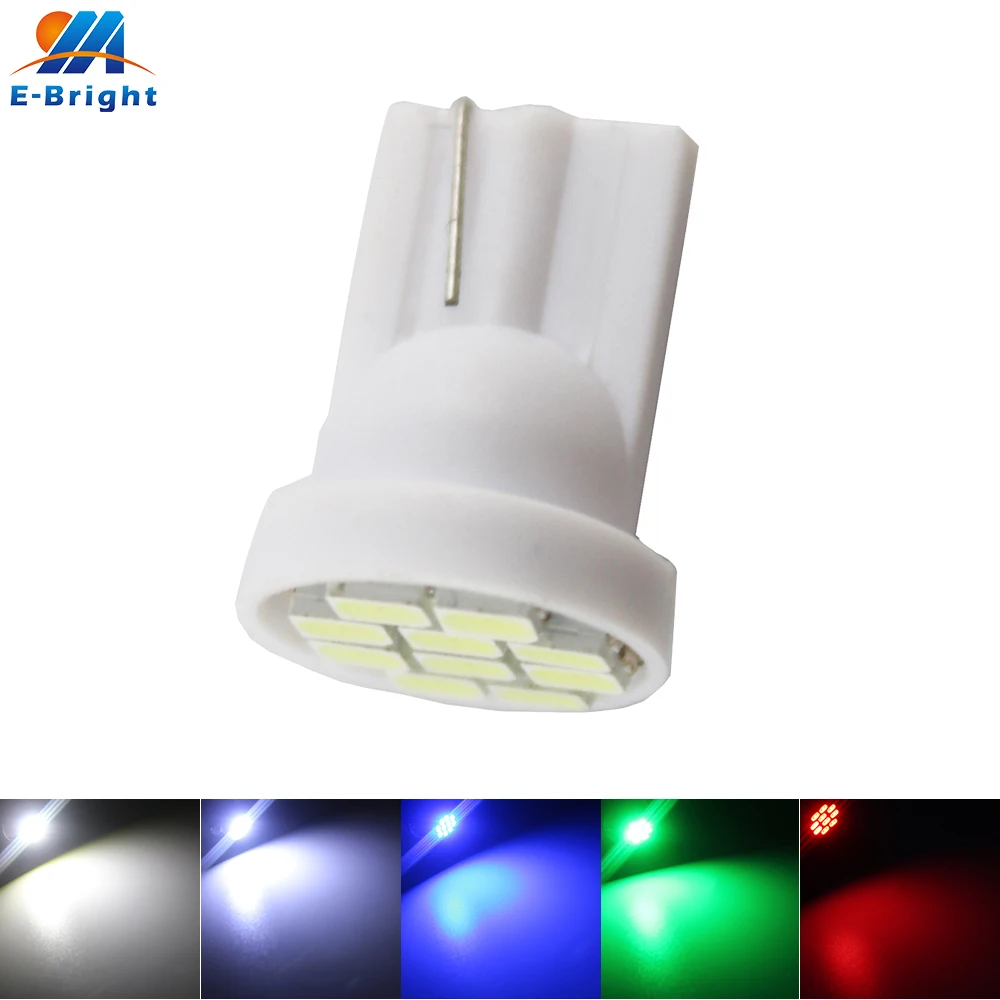 

100pcs 12V T10 W5W 194 1206 10 SMD Led Car Auto Wedge Clearance License Plate Door Lights 6000k 8000k White Red Blue Green