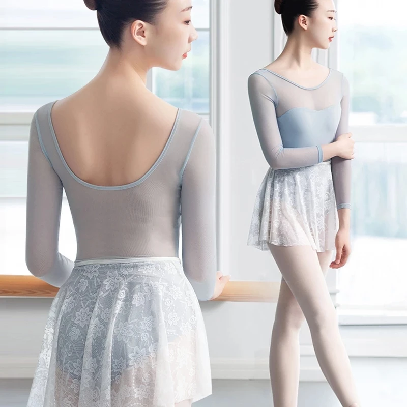 Lưới Nhảy Leotard 3/4 Tay Ba Lê Leotards Trưởng Thành Ba Lê Thực Hành Vũ Trang Phục Thể Dục Dụng Cụ Leotards Cho Nữ Cô Gái DanceWear