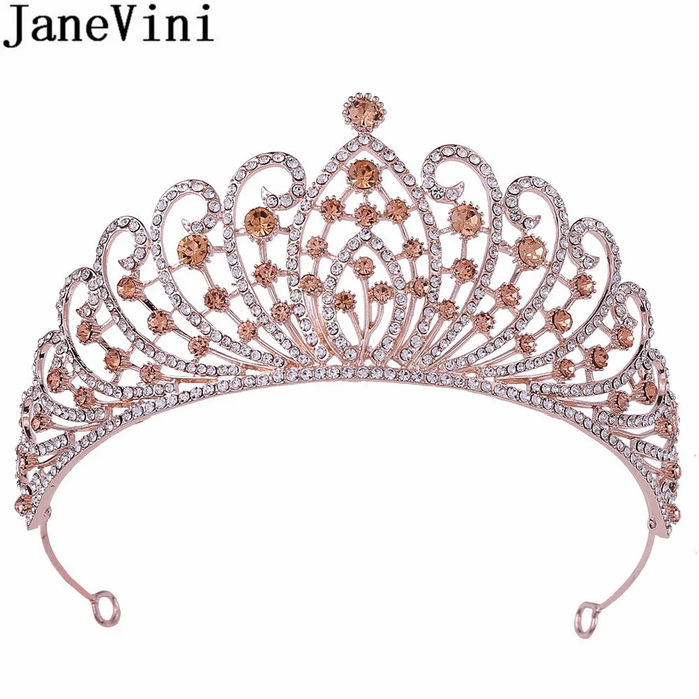 JaneVini Queen Princess Crown Beaded Red Green Crystal Bridal Hair Hairbands Vintage Baroque Bride Wedding Tiaras Headpiece 2020