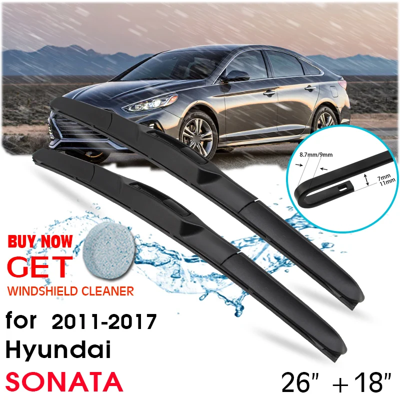 

Car Blade Front Window Windshield Rubber Silicon Refill Wiper For Hyundai SONATA 2011-2017 LHD / RHD 26"+18" Car Accessories