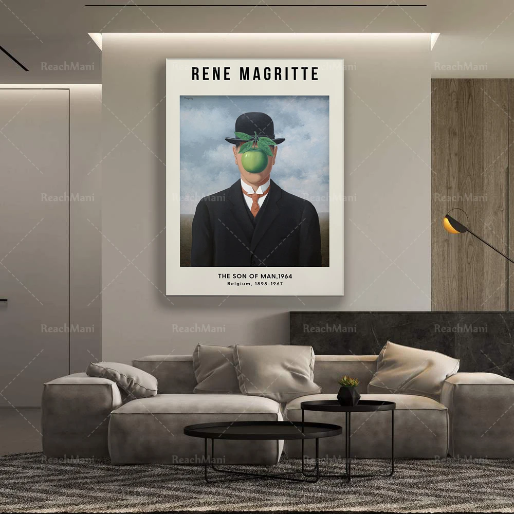Rene Magritte - The Son of Man, 1964 - Pipe - Poster -Canvas - Home Decor - Vintage Painting, Surrealism, Modern Art
