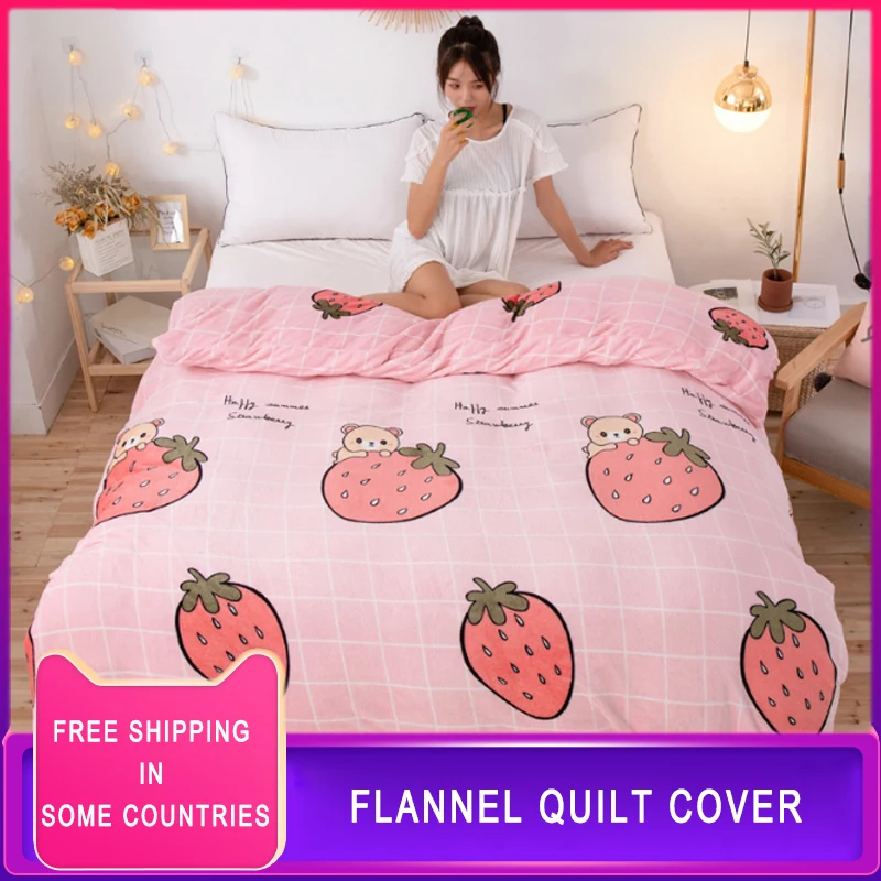 Cute Girl Series Flannel Fleece Comforter Bedding Set Queen Size Quilt Cover Twin Kids 3d Full Bed Soft Coverlet Girls Students