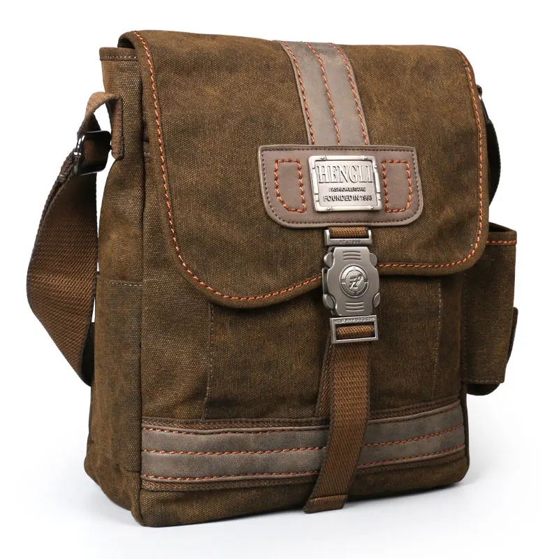 Vintage Canvas Shoulder Bags para homens, resistente ao desgaste, Retro Cross Messenger Bag, Leisure Fashion Package