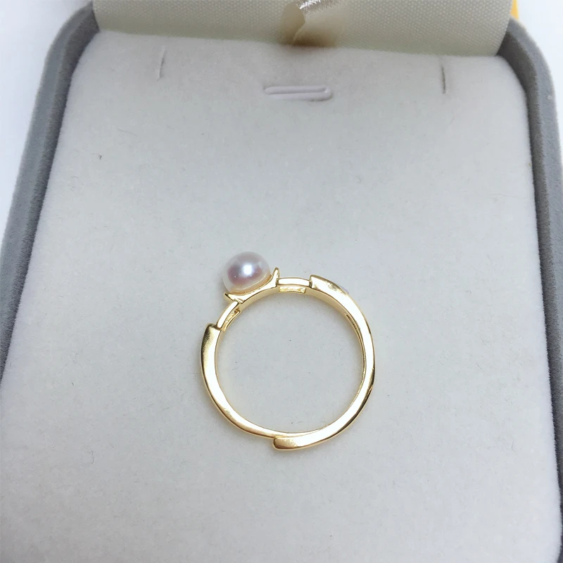 ZHBORUINI-Anillo de perlas naturales de agua dulce Ins, diseño Simple, concha pequeña y exquisita, chapado en oro de 14K, joyería para regalo de mujer