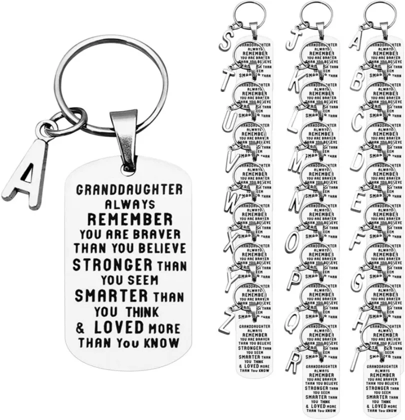 Stainless steel tag grandchild and granddaughter keychain grandpa gives grandson a gift