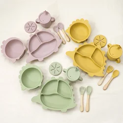 Newly Designed Weaning Feeding Children's Tableware Kawaii Shape Baby Sucker Food Plates Bowls Drinking Mug Snack Cup Baby Stuff